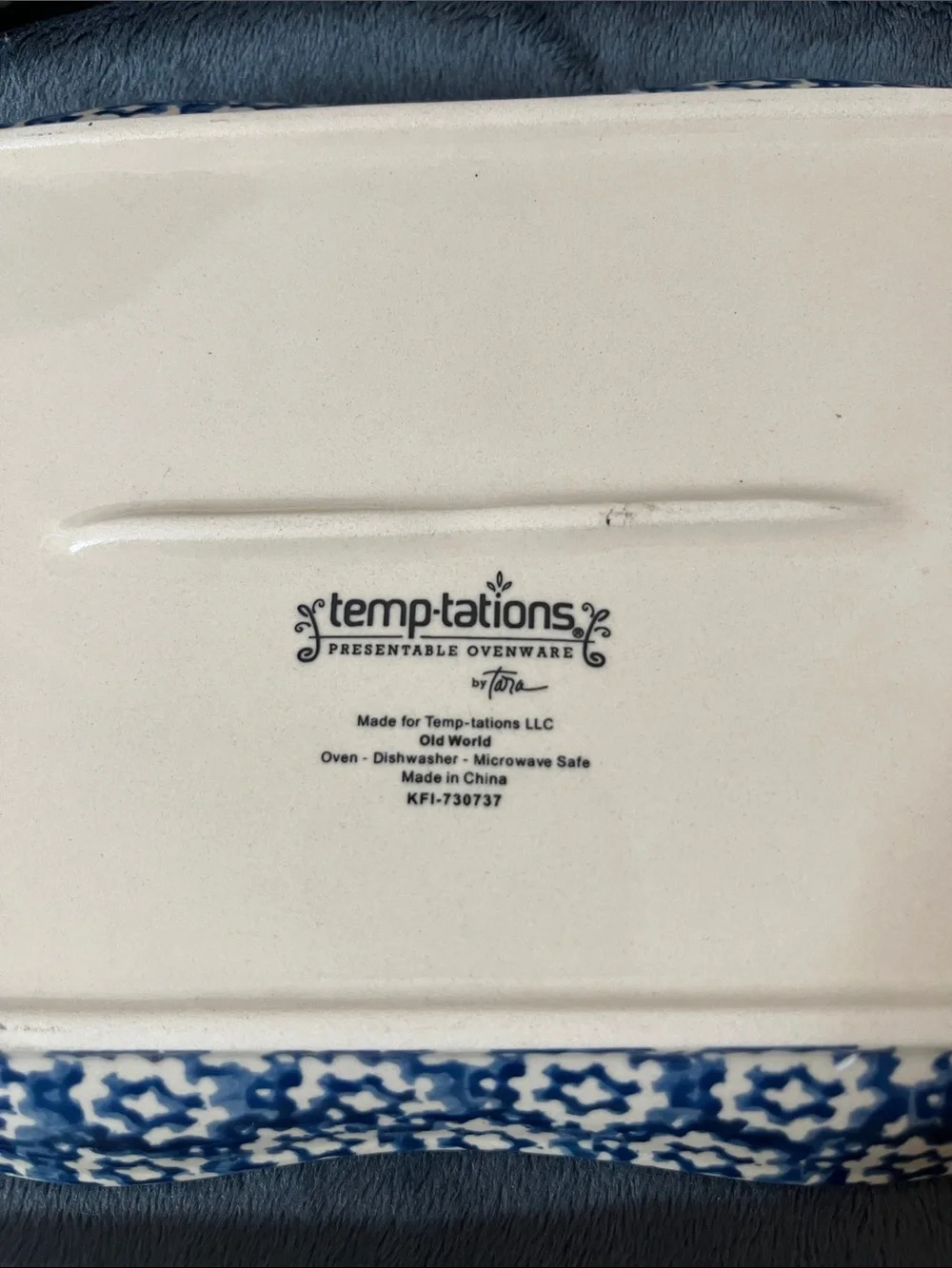 Temp-Tations Temptations Blue OLD  WORLD Soup & Bread set kitchen bowl platter